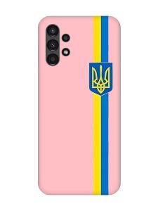 Матовий рожевий чохол на Samsung A13 4G :: Стрічка Україна (патріотичний принт 253)