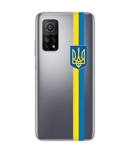 Прозорий чохол на Xiaomi Mi 10T/Mi 10T Pro :: Стрічка Україна (патріотичний принт 253)