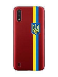 Прозорий чохол для Samsung Galaxy A01 :: Стрічка Україна (патріотичний принт 253)