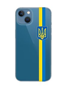 Прозорий чохол на Apple iPhone 13 :: Стрічка Україна (патріотичний принт 253)