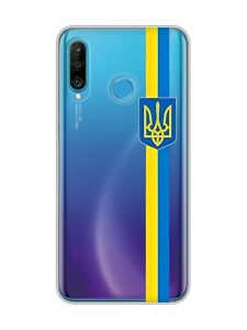 Прозорий чохол на Huawei P30 Lite :: Стрічка Україна (патріотичний принт 253)