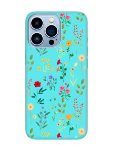 Матовий бірюзовий чохол на Apple iPhone 13 Pro Max :: Квітковий фон (принт 269)