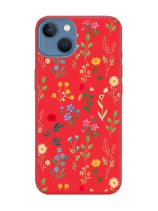 Матовий червоний чохол на Apple iPhone 13 :: Квітковий фон (принт 269)