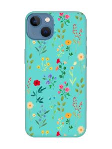 Матовий бірюзовий чохол на Apple iPhone 13 :: Квітковий фон (принт 269)