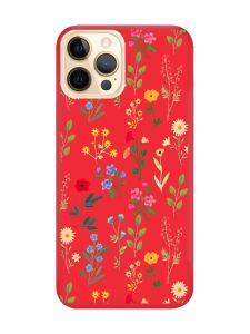 Матовий червоний чохол на Apple iPhone 12 Pro Max :: Квітковий фон (принт 269)