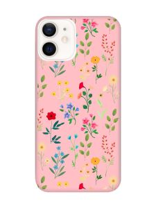 Матовий рожевий чохол на Apple iPhone 12 / 12 Pro (6.1) :: Квітковий фон (принт 269)