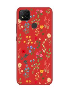 Матовий червоний чохол на Xiaomi Redmi 9C / 10A :: Квітковий фон (принт 269)