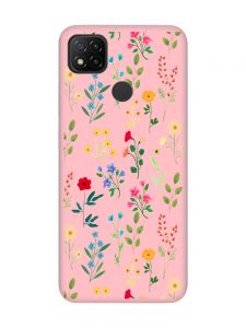 Матовий рожевий чохол на Xiaomi Redmi 9C / 10A :: Квітковий фон (принт 269)