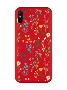 Матовий червоний чохол на Xiaomi Redmi 9A :: Квітковий фон (принт 269)