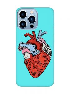 Матовий бірюзовий чохол на Apple iPhone 13 Pro Max :: Серце анатомічне (принт 250)