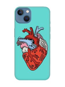 Матовий бірюзовий чохол на Apple iPhone 13 :: Серце анатомічне (принт 250)