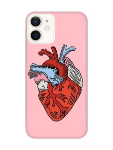 Матовий рожевий чохол на Apple iPhone 12 / 12 Pro (6.1) :: Серце анатомічне (принт 250)