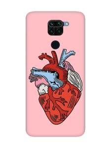 Матовий рожевий чохол на Xiaomi Redmi Note 9 :: Серце анатомічне (принт 250)