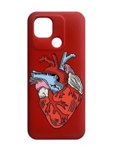 Матовий червоний чохол на Xiaomi Redmi 10C :: Серце анатомічне (принт 250)