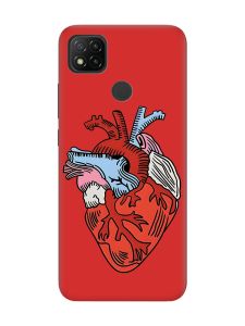 Матовий червоний чохол на Xiaomi Redmi 9C / 10A :: Серце анатомічне (принт 250)