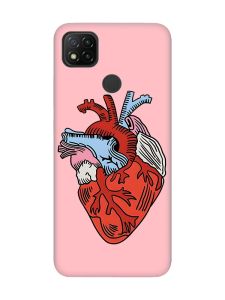 Матовий рожевий чохол на Xiaomi Redmi 9C / 10A :: Серце анатомічне (принт 250)