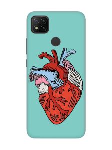Матовий бірюзовий чохол на Xiaomi Redmi 9C / 10A :: Серце анатомічне (принт 250)