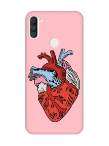 Матовий рожевий чохол на Samsung Galaxy A11 :: Серце анатомічне (принт 250)