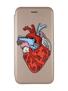 Чохол-книжка з малюнком для Samsung Galaxy A51 (A515) Золотий :: Серце анатомічне (принт 250)