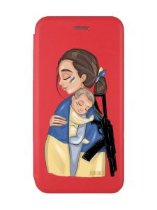 Чохол-книжка з малюнком для Xiaomi Redmi Note 8T Червоний :: Мама-захисниця (принт 20)