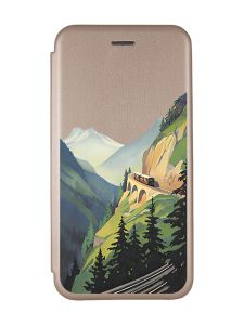 Чохол-книжка з малюнком для Samsung Galaxy A03s Золотий :: Пейзаж. Гори (принт 87)
