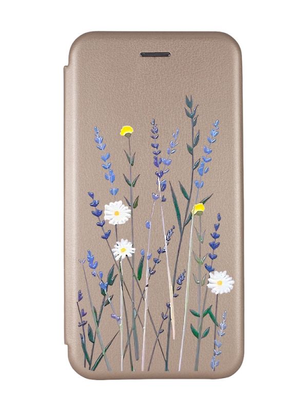 Чохол-книжка з малюнком для Samsung Galaxy А10 (2019)/А105 Золотий :: Польові квіти (принт 270)