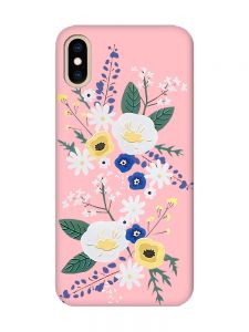 Матовий рожевий чохол на iPhone XS MAX :: Квіти. Акварель (принт 271)