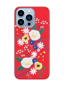 Матовий червоний чохол на Apple iPhone 13 Pro Max :: Квіти. Акварель (принт 271)
