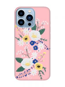 Матовий рожевий чохол на Apple iPhone 13 Pro Max :: Квіти. Акварель (принт 271)