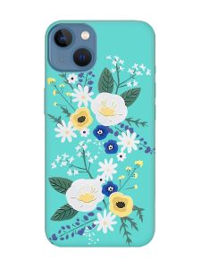 Матовий бірюзовий чохол на Apple iPhone 13 :: Квіти. Акварель (принт 271)
