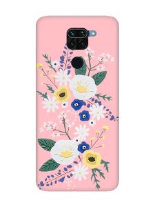 Матовий рожевий чохол на Xiaomi Redmi Note 9 :: Квіти. Акварель (принт 271)