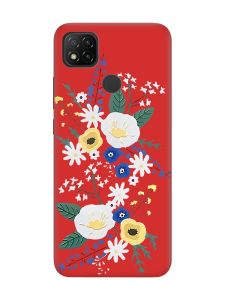 Матовий червоний чохол на Xiaomi Redmi 9C / 10A :: Квіти. Акварель (принт 271)
