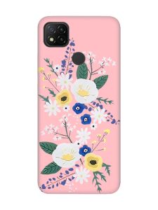 Матовий рожевий чохол на Xiaomi Redmi 9C / 10A :: Квіти. Акварель (принт 271)