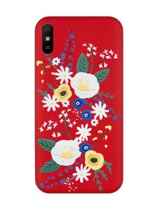 Матовий червоний чохол на Xiaomi Redmi 9A :: Квіти. Акварель (принт 271)