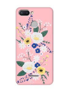Матовий рожевий чохол на Xiaomi Redmi 6 :: Квіти. Акварель (принт 271)