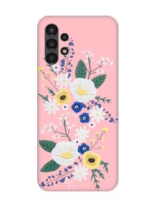 Матовий рожевий чохол на Samsung A13 4G :: Квіти. Акварель (принт 271)