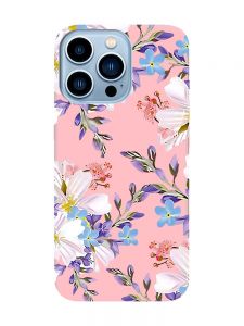 Матовий рожевий чохол на Apple iPhone 13 Pro Max :: Квітковий малюнок (принт 272)
