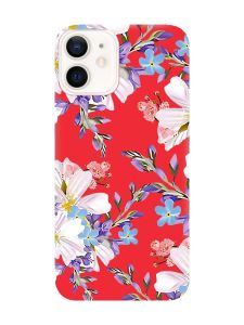 Матовий червоний чохол на Apple iPhone 12 / 12 Pro (6.1) :: Квітковий малюнок (принт 272)