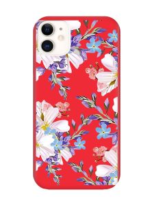 Матовий червоний чохол на Apple iPhone 11 (6.1) :: Квітковий малюнок (принт 272)