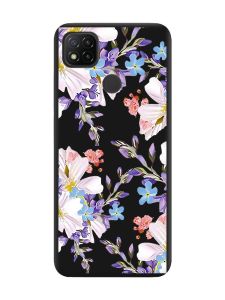 Матовий чорний чохол на Xiaomi Redmi 9C / 10A :: Квітковий малюнок (принт 272)