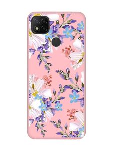 Матовий рожевий чохол на Xiaomi Redmi 9C / 10A :: Квітковий малюнок (принт 272)