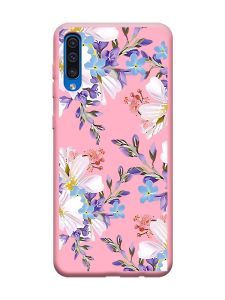 Матовий рожевий чохол на Samsung Galaxy A50 (2019) A505 :: Квітковий малюнок (принт 272)