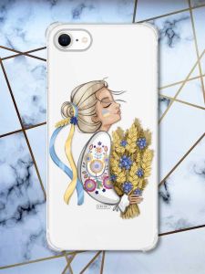 Чохол з потовщеними кутами на iPhone 7/ 7s/ 8/ 8s :: Українка з колосками (патріотичний принт 173)