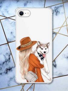 Чохол з потовщеними кутами на iPhone 7/ 7s/ 8/ 8s :: Дівчина з песиком (принт 115)