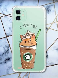 Чохол з потовщеними кутами на Apple iPhone 11 (6.1) :: Капучіно котик (принт 97)