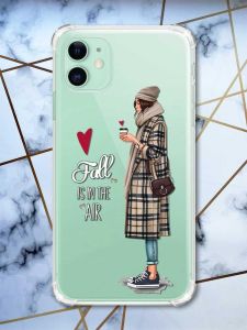 Чохол з потовщеними кутами на Apple iPhone 11 (6.1) :: Дівчина з кавою (принт 59)