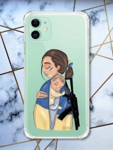 Чохол з потовщеними кутами на Apple iPhone 11 (6.1) :: Мама-захисниця (патріотичний принт 20)