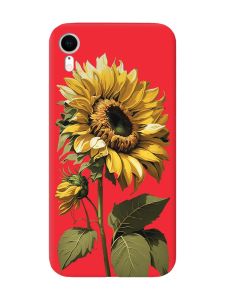 Матовий червоний чохол на Apple iPhone XR :: Соняшник (принт 274)