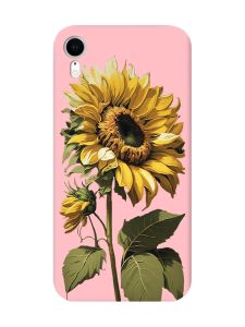 Матовий рожевий чохол на Apple iPhone XR :: Соняшник (принт 274)