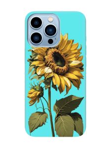 Матовий бірюзовий чохол на Apple iPhone 13 Pro Max :: Соняшник (принт 274)